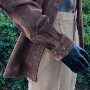 ADOLFO MEN'S VINTAGE (POLY) FAUX SUEDE DOUBLE PLEATED LUX TROUSERS